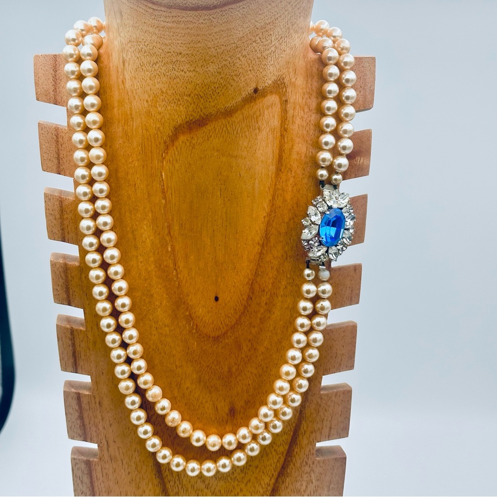 Vintage Faux Pearl & Rhinestone Necklace